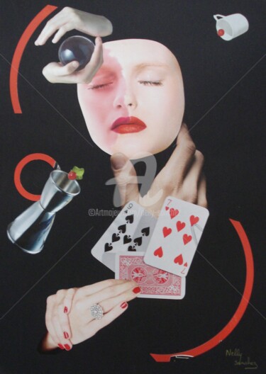 Collages titled "Jeu de séduction 2" by Nelly Sanchez, Original Artwork, Collages