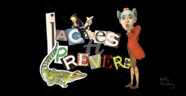 Collages titled "Jacques Prévert 1" by Nelly Sanchez, Original Artwork