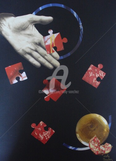 Collages intitolato "Le Goût de la grena…" da Nelly Sanchez, Opera d'arte originale, Collages