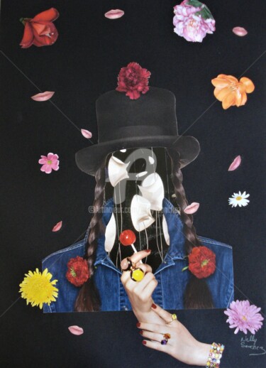 Collages titulada "La Bien-aimée" por Nelly Sanchez, Obra de arte original, Collages