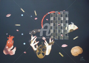 Collages intitolato "Autopsie d'un amour" da Nelly Sanchez, Opera d'arte originale, Collages