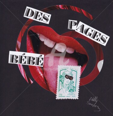 Collages titulada "Les Corbeaux" por Nelly Sanchez, Obra de arte original, Collages