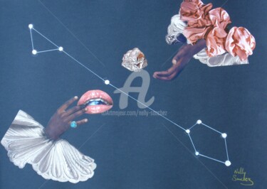 Collages intitulée "Dévolution lunaire" par Nelly Sanchez, Œuvre d'art originale, Collages