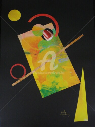 Collagen mit dem Titel "Abstraction chromat…" von Nelly Sanchez, Original-Kunstwerk, Collagen
