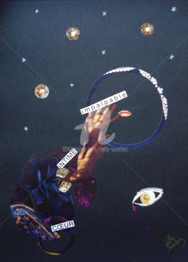 Collages titled "Zone coeur" by Nelly Sanchez, Original Artwork, Collages