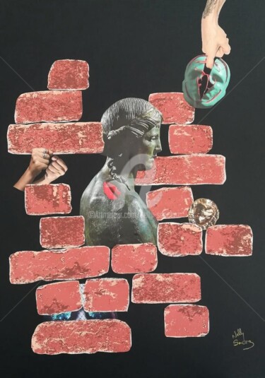 Collages titulada "Parce que je t'aime" por Nelly Sanchez, Obra de arte original, Collages