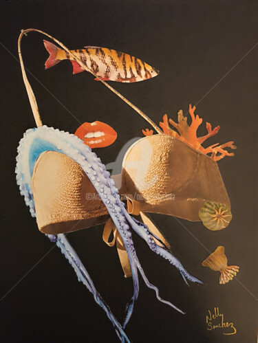 Collages getiteld "Faste aquatique" door Nelly Sanchez, Origineel Kunstwerk, Collages