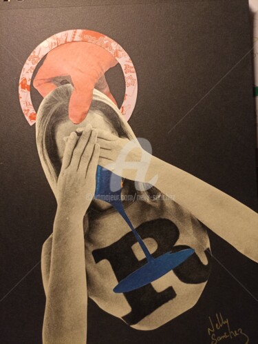 Collages intitolato "La Vie en rose ou l…" da Nelly Sanchez, Opera d'arte originale, Collages