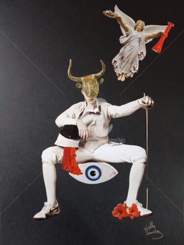 Collages intitolato "L'Ange des sauvages" da Nelly Sanchez, Opera d'arte originale, Collages