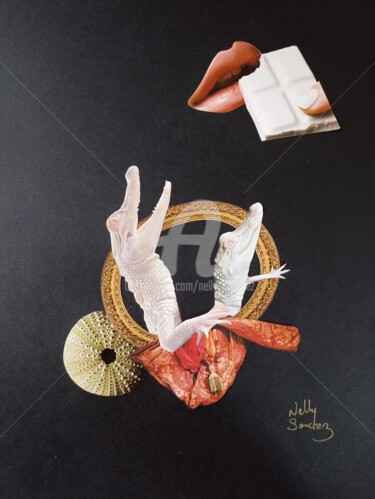 Collages titulada "Tentation albinos" por Nelly Sanchez, Obra de arte original, Collages