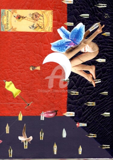 Collages titulada "Solitude" por Nelly Sanchez, Obra de arte original
