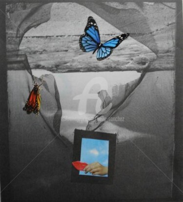 Collages intitulée "La porte des rêves" par Nelly Sanchez, Œuvre d'art originale