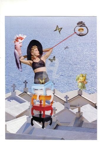 Collages intitulée "Sweet suicide" par Nelly Sanchez, Œuvre d'art originale