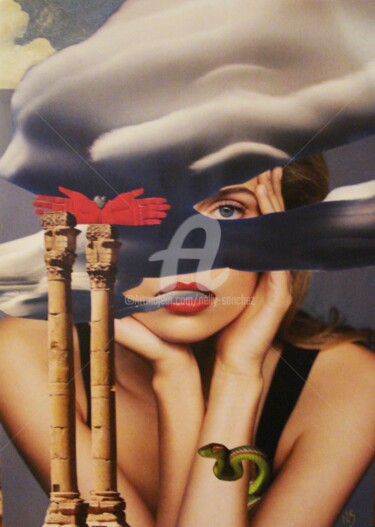 Collagen mit dem Titel "Le temps d'un rêve" von Nelly Sanchez, Original-Kunstwerk, Collagen