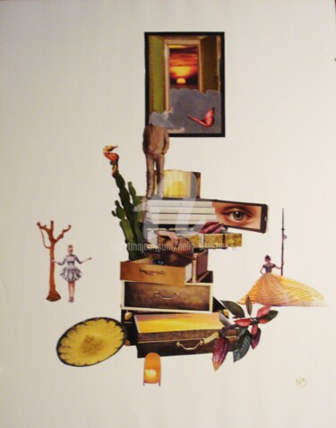 Collages titled "Invitation au voyage" by Nelly Sanchez, Original Artwork