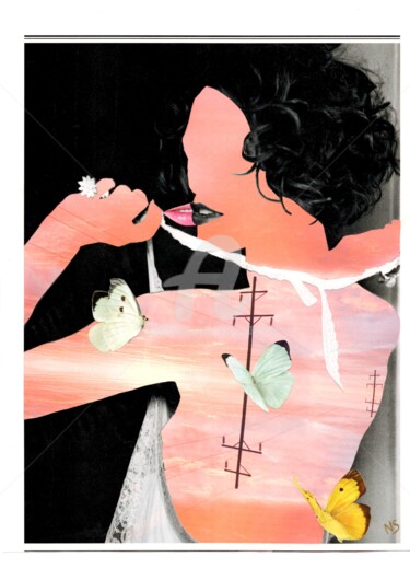 Collages titled "Le baiser" by Nelly Sanchez, Original Artwork