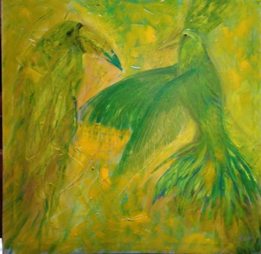 Schilderij getiteld "Brazilian Birds" door Helly Oìsok, Origineel Kunstwerk, Olie