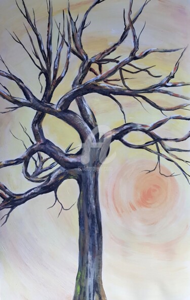 Peinture intitulée "coucher de soleil" par Nelly Coudoux, Œuvre d'art originale, Gouache