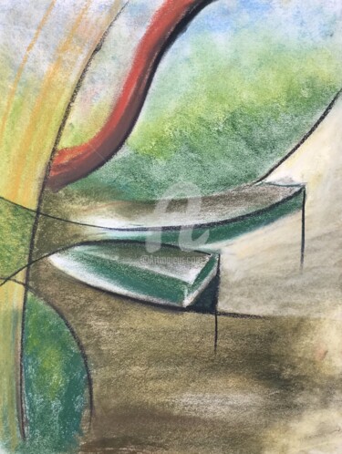 Drawing titled "les Barques" by Nelly Coudoux, Original Artwork, Pastel