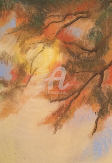 Painting titled "Branche" by Nelly Coudoux, Original Artwork, Pastel