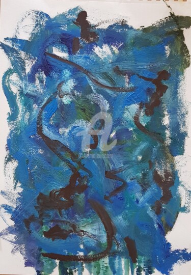 Painting titled "Abstraction" by Nelly Coudoux, Original Artwork, Oil