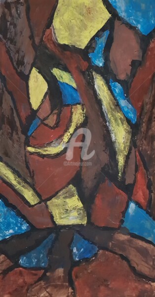 Painting titled "Terre 2" by Nelly Coudoux, Original Artwork, Acrylic