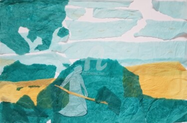 Collages intitulée "Dans les champs" par Nelly Coudoux, Œuvre d'art originale, Collages