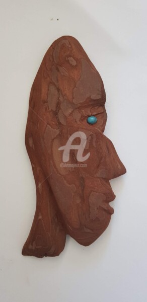 Sculpture intitulée "Profil d’homme" par Nelly Coudoux, Œuvre d'art originale, Bois