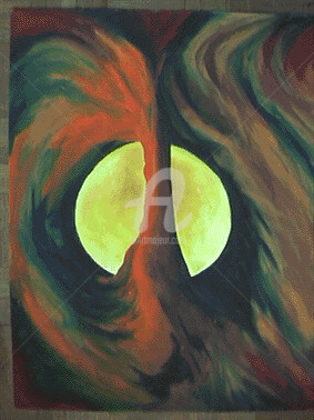 Ζωγραφική με τίτλο "derniere lune" από Nelly Coudoux, Αυθεντικά έργα τέχνης, Λάδι
