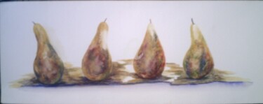 Painting titled "poires" by Nelly Coudoux, Original Artwork, Gouache