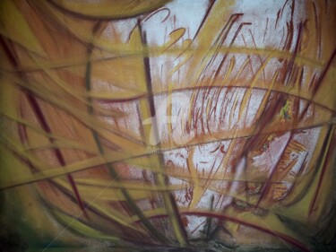 Painting titled "flammes" by Nelly Coudoux, Original Artwork, Pastel