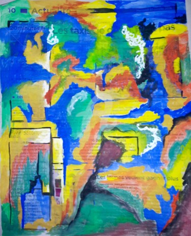 Painting titled "En ville" by Nelly Coudoux, Original Artwork, Gouache