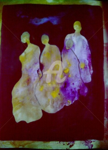 Peinture intitulée "Sur le chemin du ma…" par Nelly Coudoux, Œuvre d'art originale, Acrylique