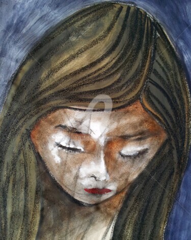 Painting titled "Essai" by Nelly Coudoux, Original Artwork, Gouache