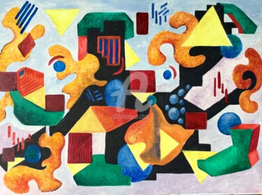 Ζωγραφική με τίτλο "Formes et couleurs" από Nelly Coudoux, Αυθεντικά έργα τέχνης, Ακρυλικό