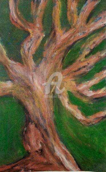 Ζωγραφική με τίτλο "l'arbre" από Nelly Coudoux, Αυθεντικά έργα τέχνης, Παστέλ