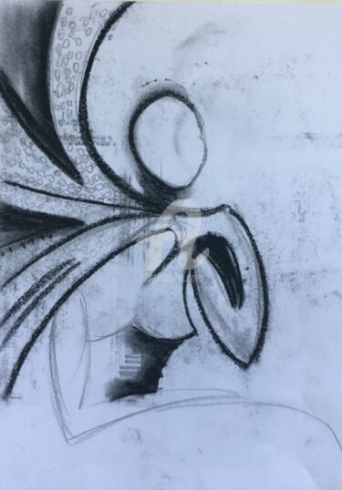 Drawing titled "sans" by Nelly Coudoux, Original Artwork, Charcoal