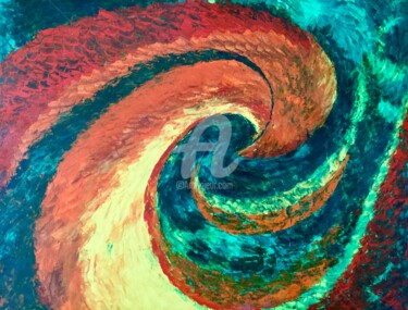 Peinture intitulée "vague" par Nelly Coudoux, Œuvre d'art originale, Huile