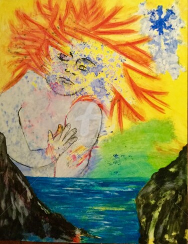 Pintura titulada "Bain de soleil" por Nelly Coudoux, Obra de arte original, Gouache