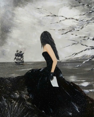 Painting titled "La lettre.jpg" by Nelly Lestrade, Original Artwork, Oil