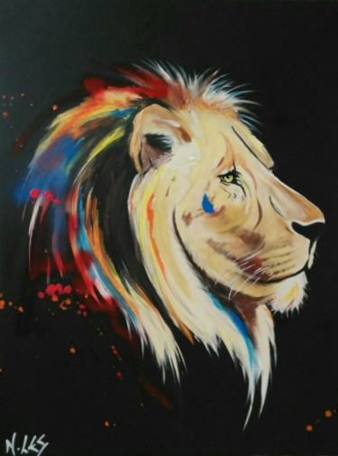 Painting titled "Lion.jpg" by Nelly Lestrade, Original Artwork, Acrylic
