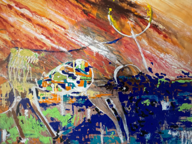 Corrida Peinture intitulée "Corrida" par Nelly Marlier, Œuvre d'art originale, Acrylique Monté sur Châssis
