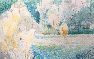 Painting titled "Early Frost" by Nelly Marlier, Original Artwork, Oil Mounted on Wood Stretcher frame