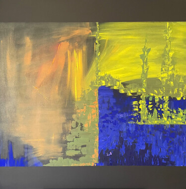 Painting titled "Diptych" by Nelly Marlier, Original Artwork, Oil Mounted on Wood Stretcher frame