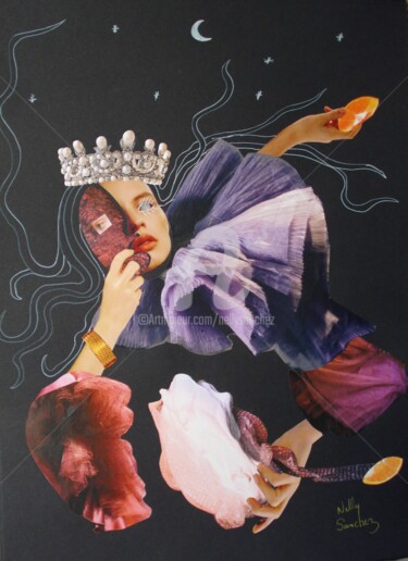 La Grande dame des cavales blanches Collages intitulée "La Grande dame des…" par Nelly Sanchez, Œuvre d'art originale, Collages