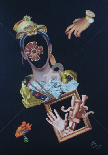 Collages intitulée "Ishtar" par Nelly Sanchez, Œuvre d'art originale, Collages