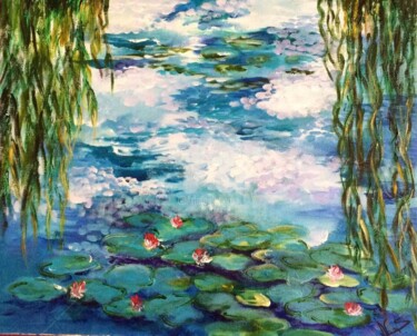 Painting titled "Nénuphar" by Nelly Sandrin, Original Artwork, Acrylic