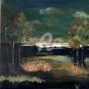 Peinture intitulée "Nuit d automne" par Nelly Sandrin, Œuvre d'art originale, Acrylique