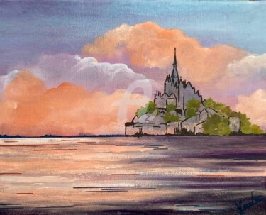 Painting titled "Mont st Michel" by Nelly Sandrin, Original Artwork, Acrylic Mounted on artwork_cat.