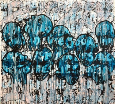 Peinture intitulée "La mère bleue" par Nelson Gomes Teixeira, Œuvre d'art originale, Acrylique